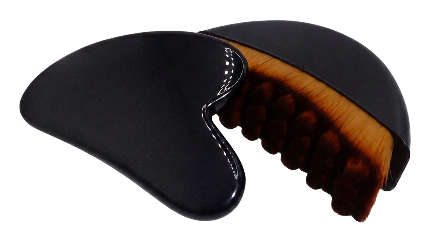 The Anlee Noir Sculpting Set — Black Obsidian Gua Sha and Lymphatic Drainage Brush